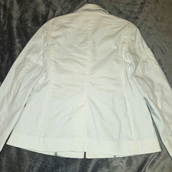 ANTHROPOLOGIE Jacket NEVE Blazer Utility White Cotton Twill Pockets SIZE 0 $148 - Picture 3 of 4